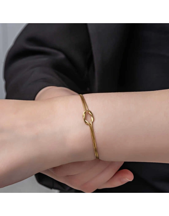 MuI MuI Gümüş Gold Aşk Düğüm Kadın Bileklik