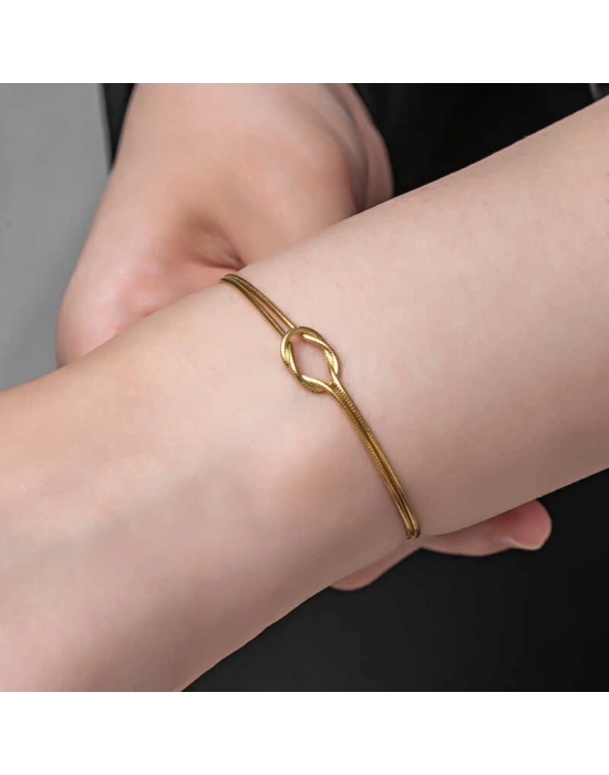 MuI MuI Gümüş Gold Aşk Düğüm Kadın Bileklik