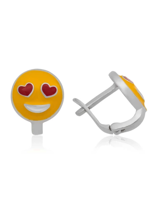 MuI MuI Gümüş Kalp Gözlü Emoji Çocuk Küpesi