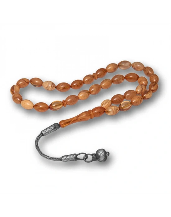 MuI MuI Gümüş Kazaz Püsküllü Sıkma Kehribar Tesbih