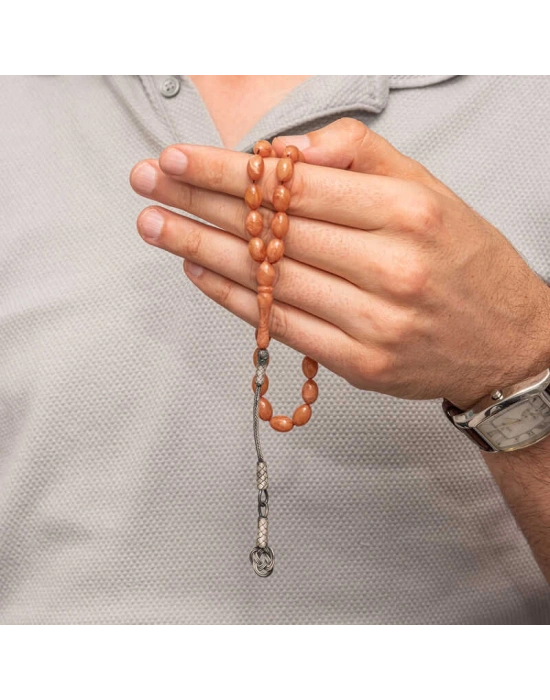 MuI MuI Gümüş Kazaz Püsküllü Sıkma Kehribar Tesbih