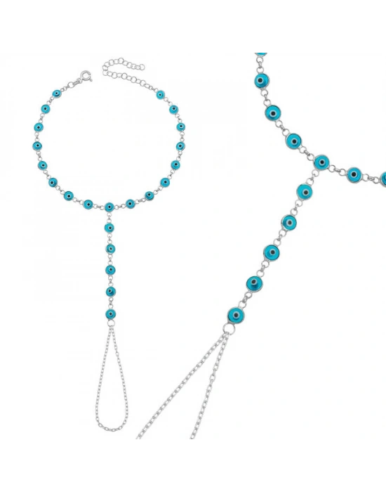 MuI MuI Gümüş Mavi Nazar Boncuklu Şahmeran