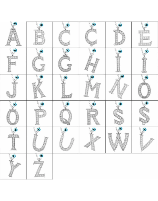 MuI MuI Gümüş Nazar Rodyum B Harfi Kadın Kolye