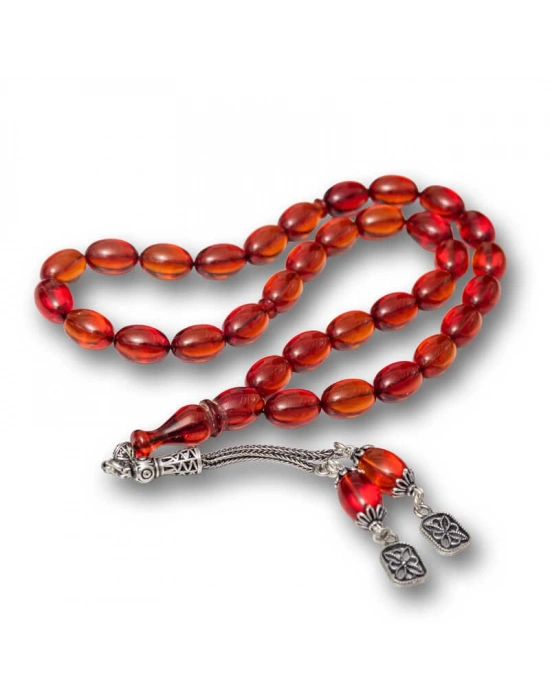 MuI MuI Gümüş Püsküllü Ateş Kehribar Tesbih