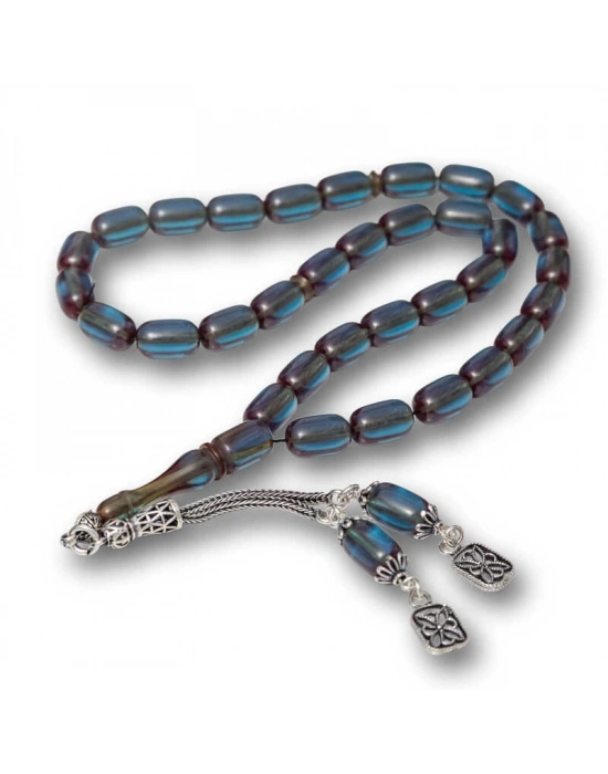 MuI MuI Gümüş Püsküllü Kapsül Kesim Sıkma Kehribar Tesbih