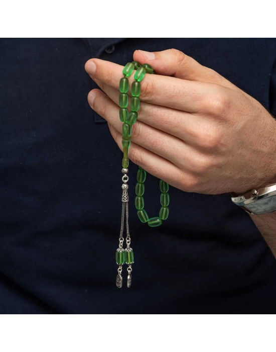 MuI MuI Gümüş Püsküllü Kapsül Kesim Sıkma Kehribar Tesbih