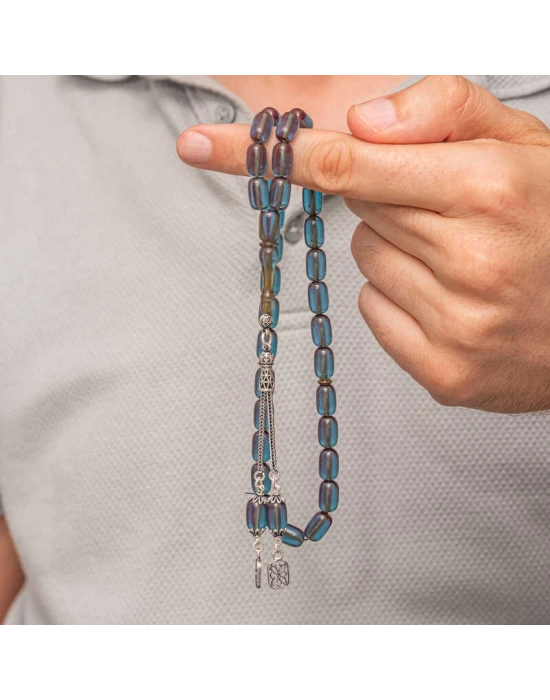 MuI MuI Gümüş Püsküllü Kapsül Kesim Sıkma Kehribar Tesbih