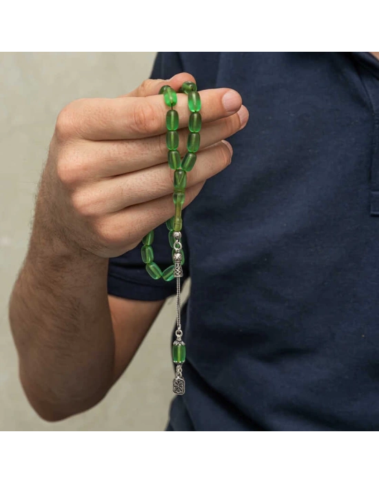 MuI MuI Gümüş Püsküllü Kapsül Kesim Sıkma Kehribar Tesbih