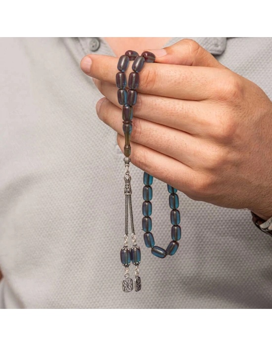 MuI MuI Gümüş Püsküllü Kapsül Kesim Sıkma Kehribar Tesbih