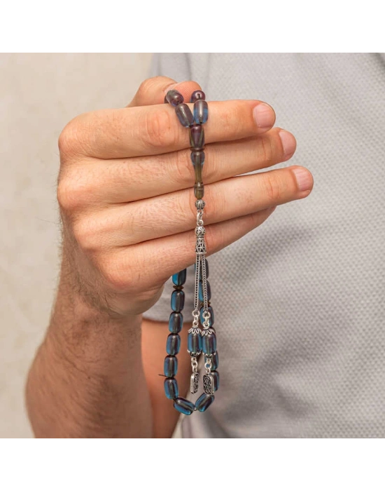 MuI MuI Gümüş Püsküllü Kapsül Kesim Sıkma Kehribar Tesbih