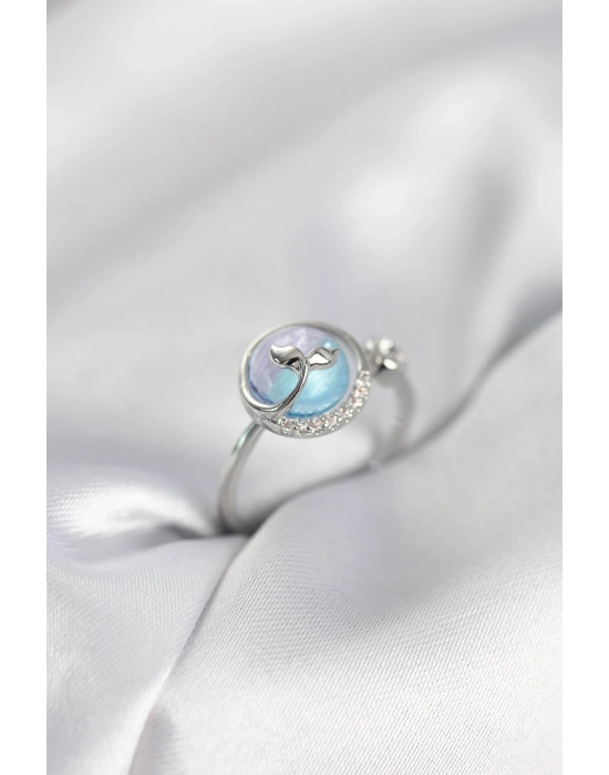 MuI MuI Silberfarbener Damenring mit Fischschwanz-Ozean-Design