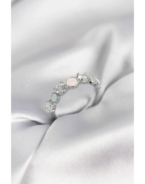 MuI MuI Silberfarbener minimalistischer Damenring mit Zirkonia