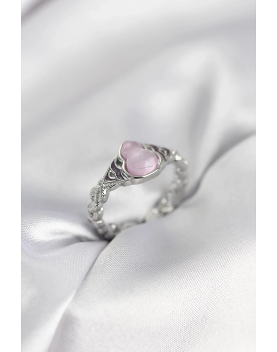 MuI MuI Silberfarbener Damenring in rosa Tropfenform