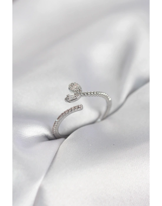 MuI MuI Silberfarbener Messing-Herzring für Damen