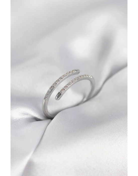 MuI MuI Silberfarbener Schlangenschwanz-Ring mit Zirkonia-Stein für Damen