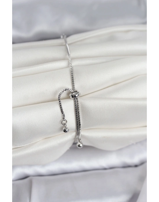 MuI MuI Gümüş Renk Zirkon Taşlı Sıralı Damla Model Asansörlü Kadın Bileklik