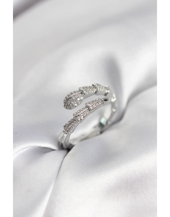 MuI MuI Silberfarbener Damenring mit Zirkonia-Stein und Schlangenmotiv
