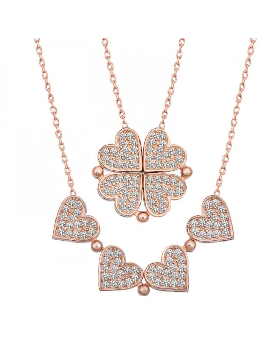 MuI MuI Gümüş Rose Kalpli Açılabilen Yonca Kadın Kolye