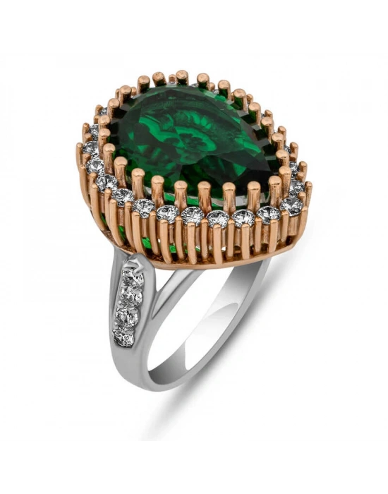 MuI MuI Gümüş Zümrüt Taşlı Hürrem Kadın Yüzük