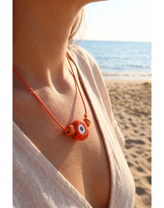 MuI MuI Handmade Bohem Turuncu Nazar Kolye