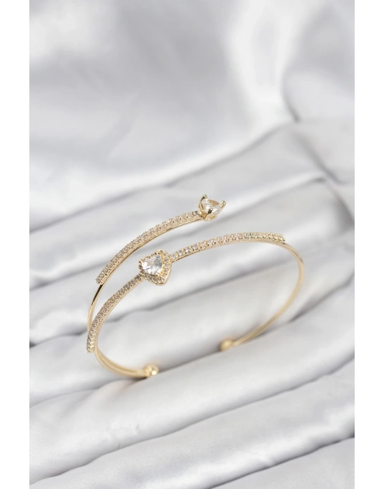 MuI MuI Kalp Model Pirinç Gold Renk Kadın Bileklik