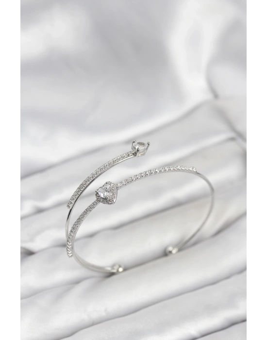 MuI MuI Kalp Model Pirinç Gümüş Renk Kadın Bileklik