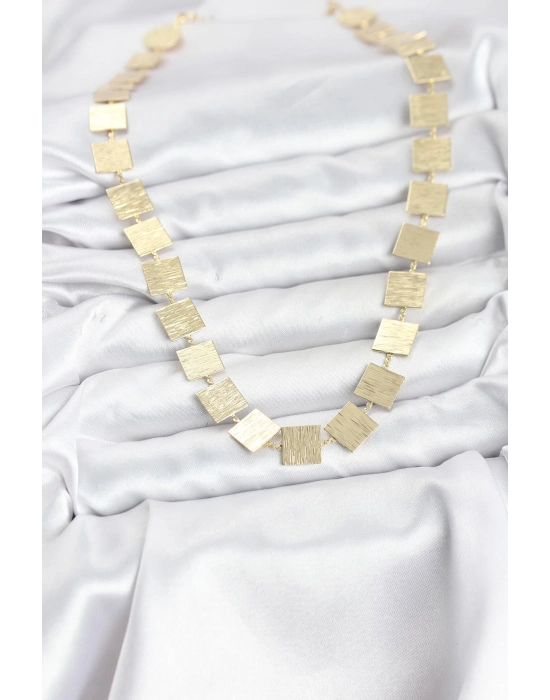 MuI MuI Kare Plaka Model Gold Renk Kadın Kolye