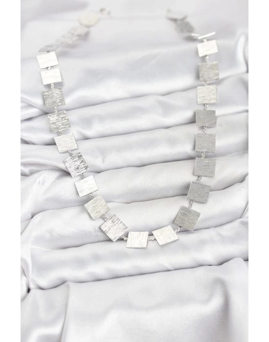 MuI MuI Kare Plaka Model Gümüş Renk Kadın Kolye