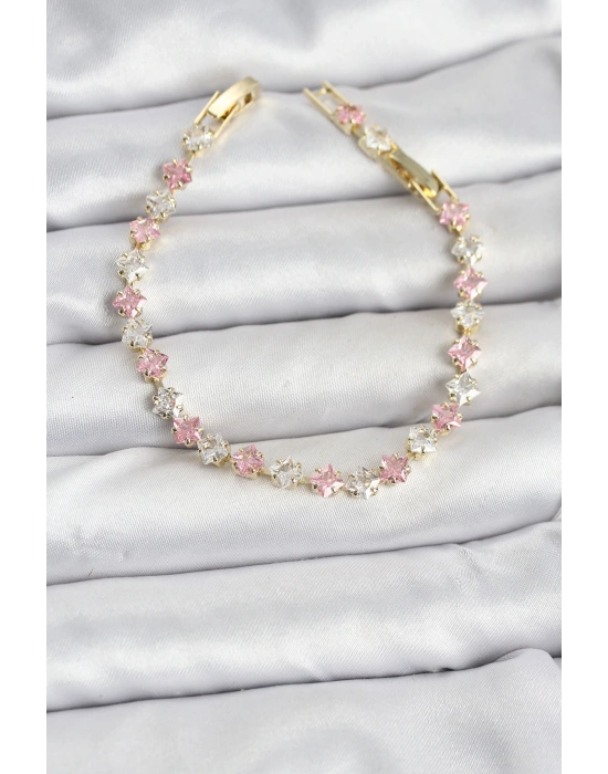 MuI MuI Kare Zirkon Taşlı Gold Renk Kadın Bileklik