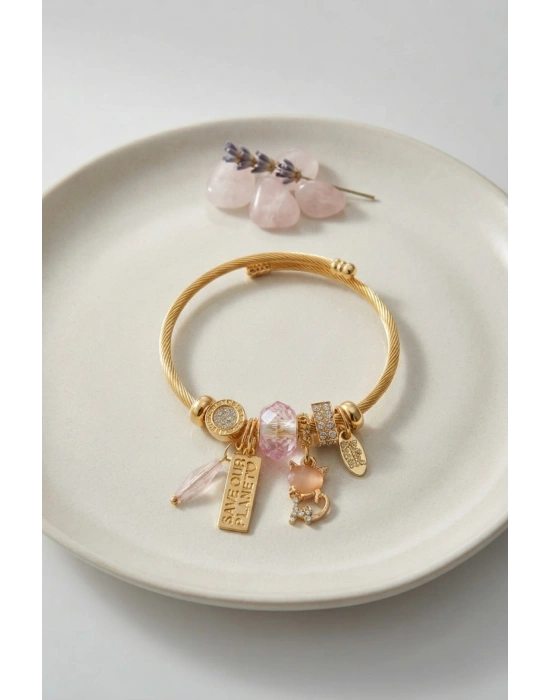 MuI MuI Kedili Model Pembe Charmlı Bileklik