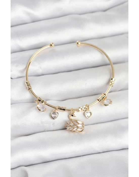 MuI MuI Kuğu Charmlı Gold Renk Kadın Bileklik