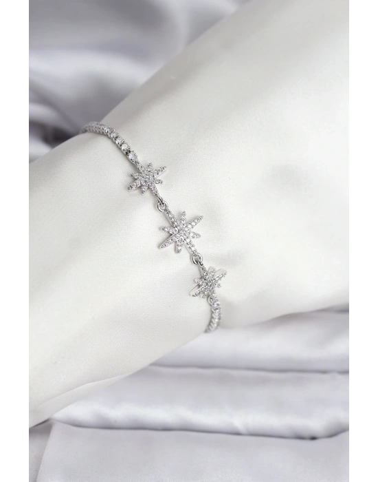 MuI MuI Kutup Yıldızı Model Zirkon Taşlı Gümüş Renk Su Yolu Kadın Bileklik