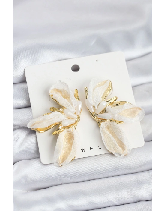 MuI MuI Lotus Model Beyaz Renk Tüllü Kadın Küpe