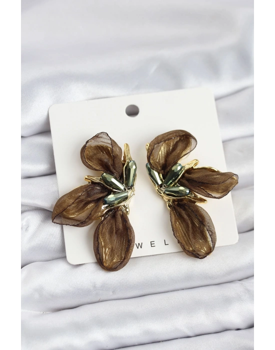 MuI MuI Lotus Model Haki Renk Tüllü Kadın Küpe