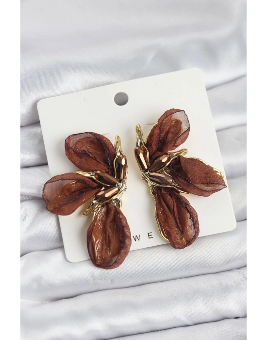 MuI MuI Lotus Model Kahverengi Renk Tüllü Kadın Küpe