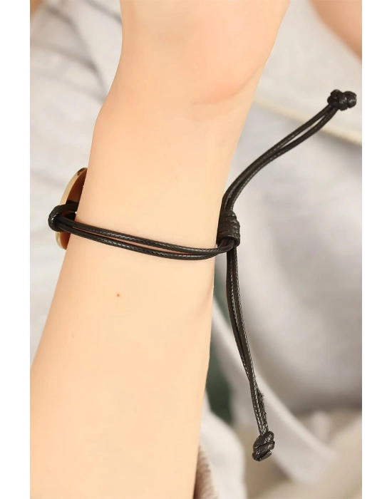 MuI MuI LOVE (Aşık) Siyah Deri İpli Unisex Mood Bileklik
