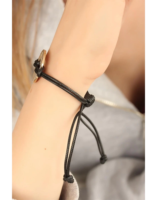 MuI MuI LUCKY (Şanslı) Siyah Deri İpli Unisex Mood Bileklik