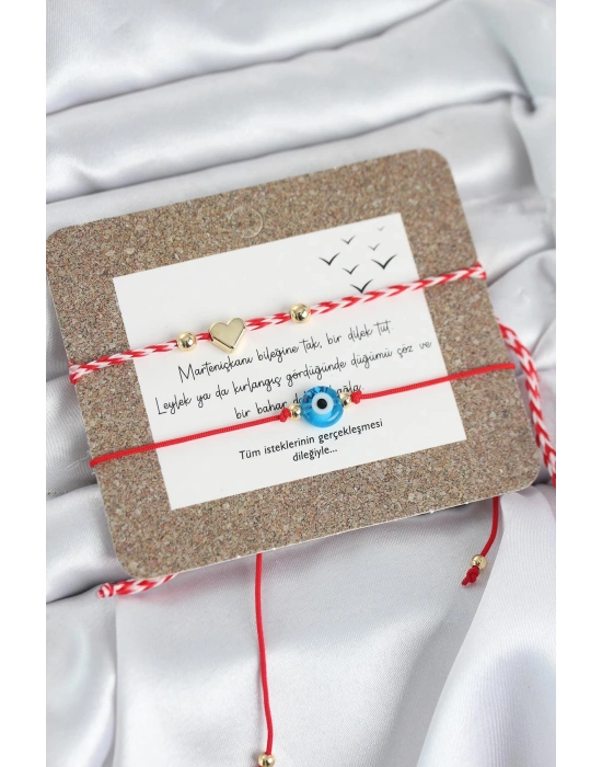 MuI MuI Marteniçka Bileklik 2li Nazar ve Kalp Model