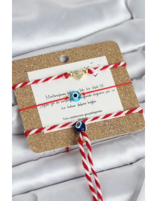 MuI MuI Marteniçka Bileklik 3lü Kalp ve Nazarlı Model