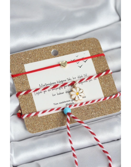 MuI MuI Marteniçka Bileklik 3lü Papatya ve Kalp Model