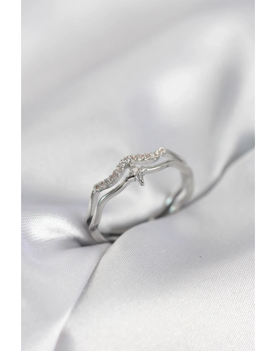 MuI MuI Minimal Star Modell Silberfarbener Damenring mit Zirkonia