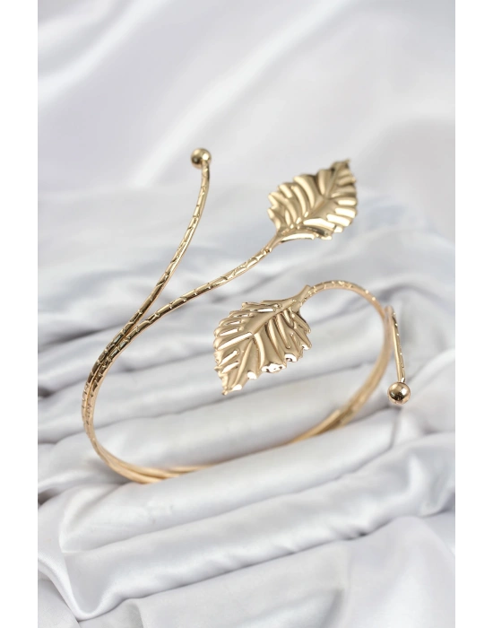 MuI MuI Pazu Bileklik Gold Renk Pirinç Yaprak Model