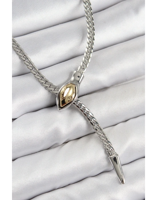 MuI MuI Pirinç Asansörlü Yılan Model Gümüş Renk Kadın Kolye