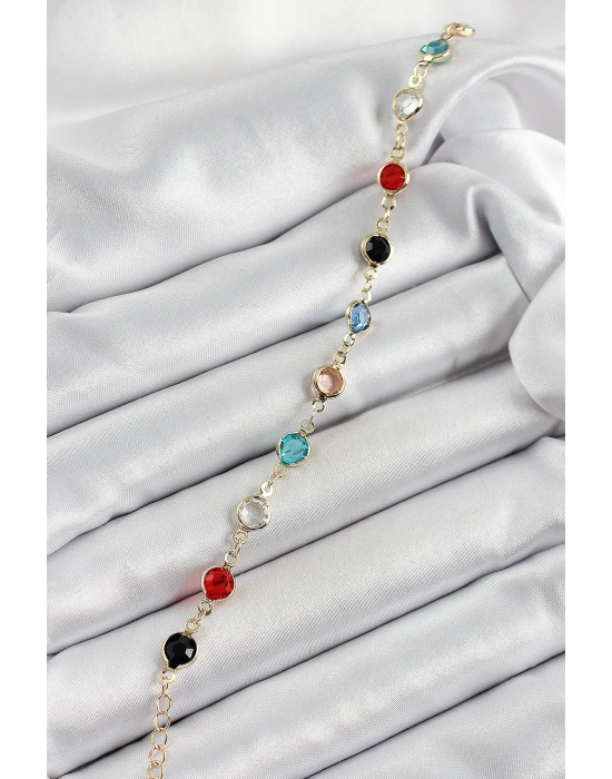 MuI MuI Pirinç Asorti Model Gold Renk Zirkon Taşlı Kadın Bileklik