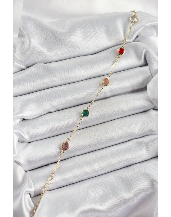 MuI MuI Pirinç Asorti Model Gold Renk Zirkon Taşlı Kadın Bileklik