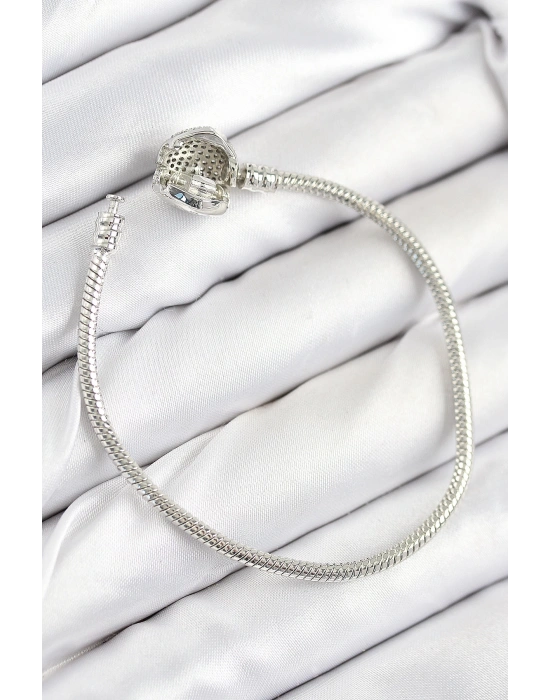 MuI MuI Pirinç Charm Zirkon Taşlı Kalp Model Gümüş Renk Kadın Bileklik