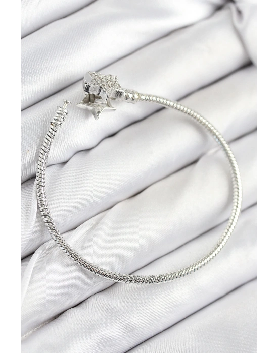 MuI MuI Pirinç Charm Zirkon Taşlı Yıldız Model Gümüş Renk Kadın Bileklik