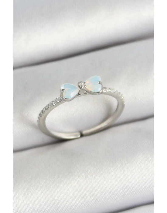 MuI MuI Pirinç Fiyonk Figürlü Zirkon Taşlı Gümüş Renk Ayarlanabilir Kadın Yüzük