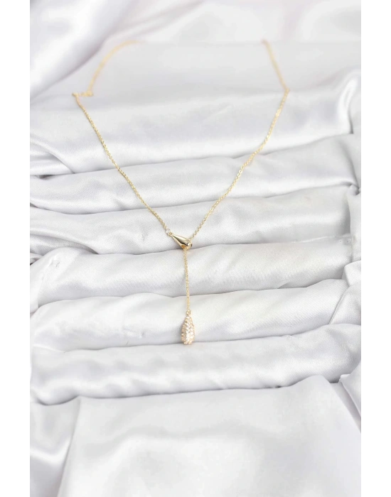 MuI MuI Pirinç Gold Renk Asansörlü Damla Model Kadın Kolye