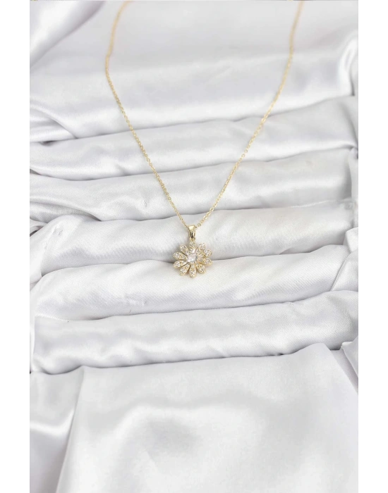 MuI MuI Pirinç Gold Renk Çiçek Model Kadın Kolye